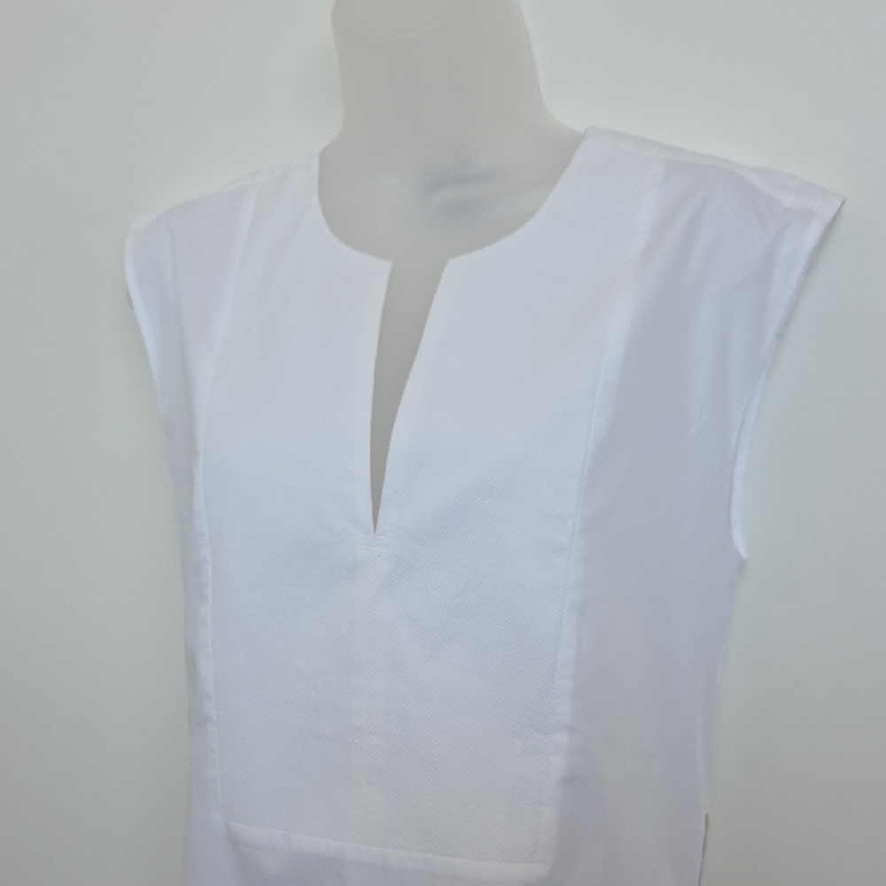 NWT J. Crew White Sleeveless Mandarin Collar Top With Copper Side Zippers